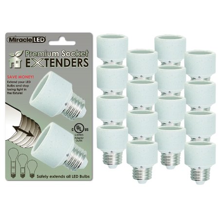Miracle Led Socket Extender, 1 in, Stackable, 660 W Watts, 120 V Volt, White, PK 12 607160